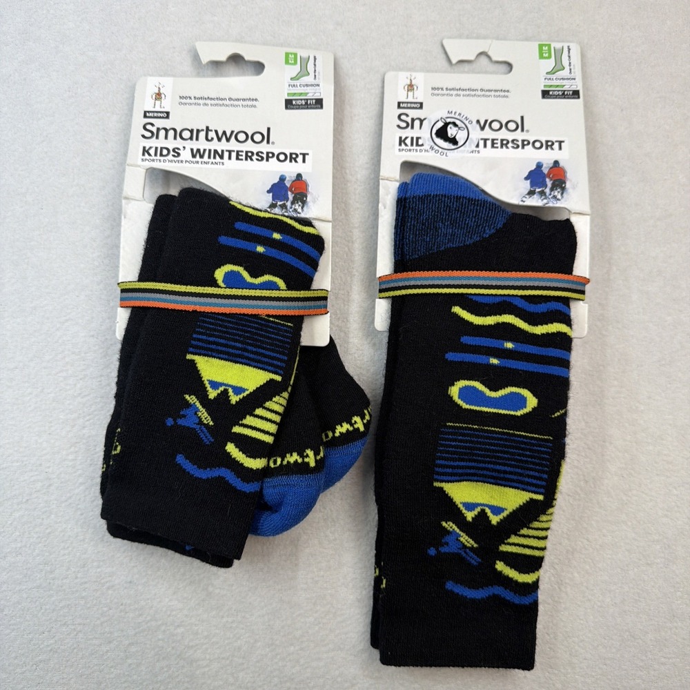 2 pair Smartwool Kids Wintersport Full Cushion Over The Calf Merino Socks Medium